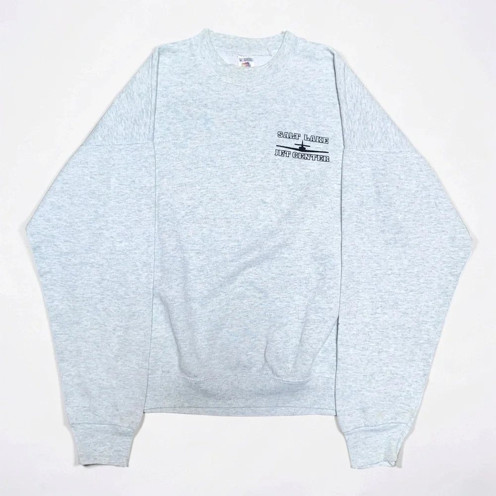 Vintage 90s Salt Lake Jet Center Sweatshirt Mens XL Gray Fruit of the Loom USA